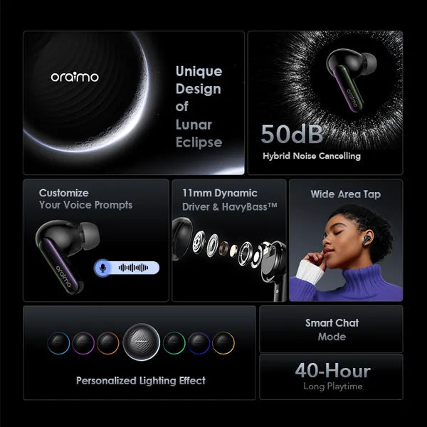 Oraimo OTW-630 SpaceBuds Hybrid ANC True Wireless Earbuds Customized Voice Prompt